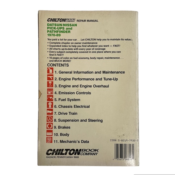 Chilton 6816 Repair Manual Datsun Nissan Pickup Pathfinder 1970-1989 Guide USA - Picture 2 of 16